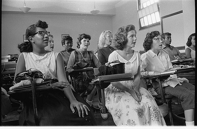 Newly integrated classroom in the 1960's