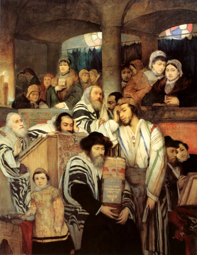 Maurycy Gottlieb, "Jews Praying in the Synagogue on Yom Kippur"