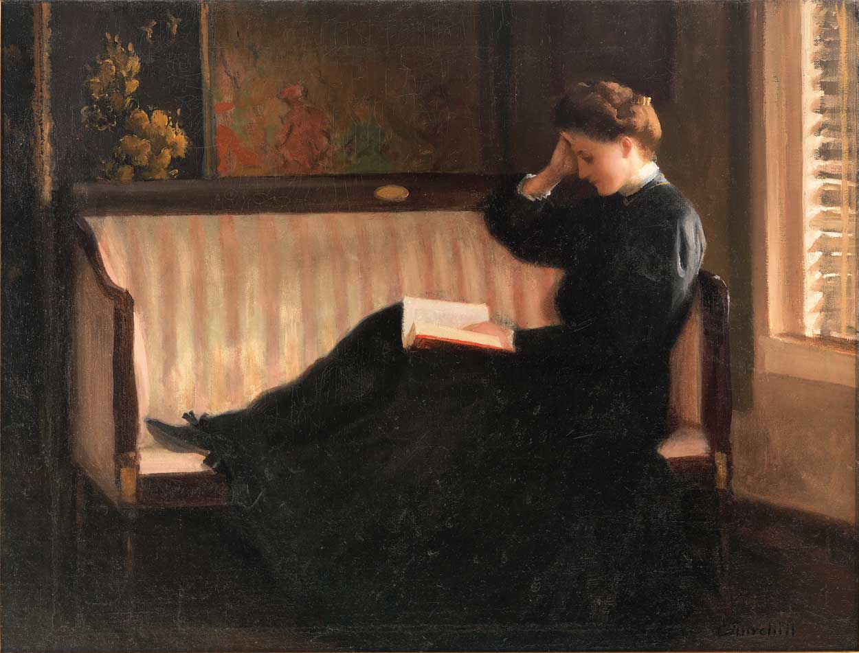 Читаем картину. William Worcester Churchill (1858 – 1926). William Worcester Churchill картины. Чтение книг картины художников. Девушка за чтением.