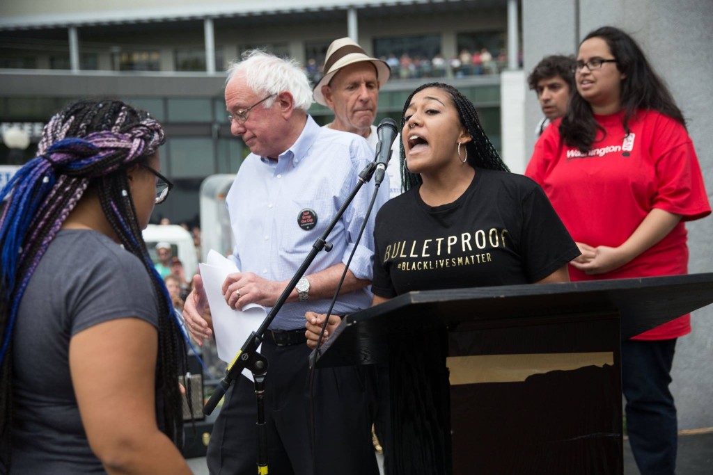 Black Lives Matter activists disrupt a Sanders speech