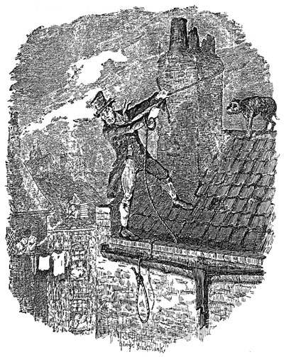 Cruikshank, "Bill Sikes before his death in Oliver Twist"