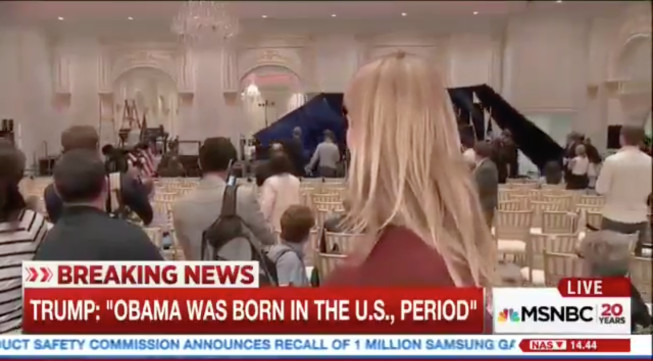 The backdrop collapses as MSNBC's Katy Tur reports